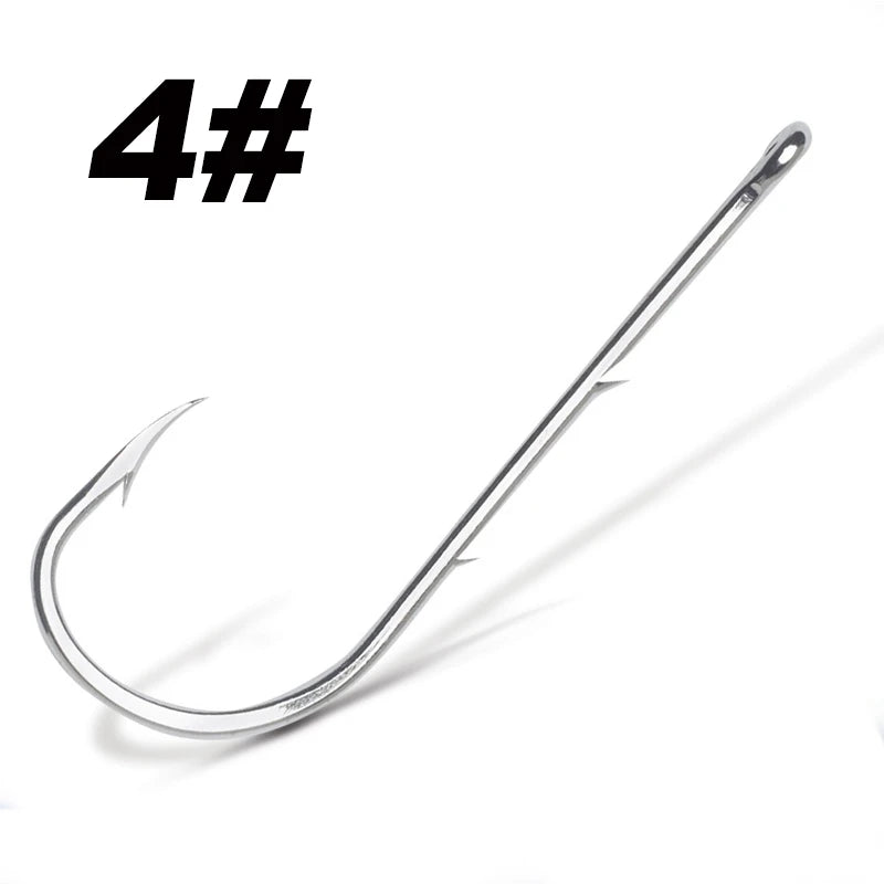 50PCS Long Shank Fishing Hooks – Double Bait Keeper Barbs High Carbon Steel Fishhooks