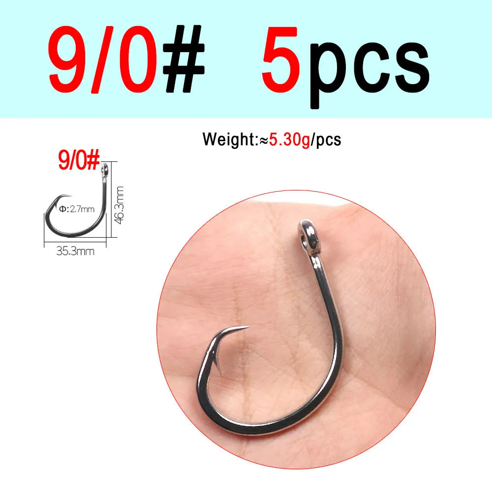 ICERIO Stainless Steel Saltwater Circle Hooks 6/0–16/0 for Tuna, Shark & Sea Trout