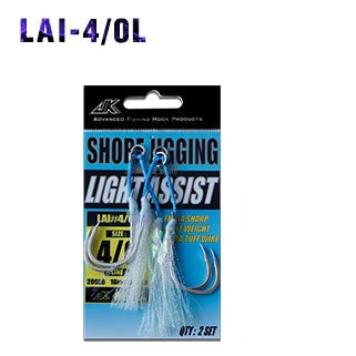 LAI-L Shore Jigging Light Assist Hook with Stainless Solid Ring - Glow Double Fishhook