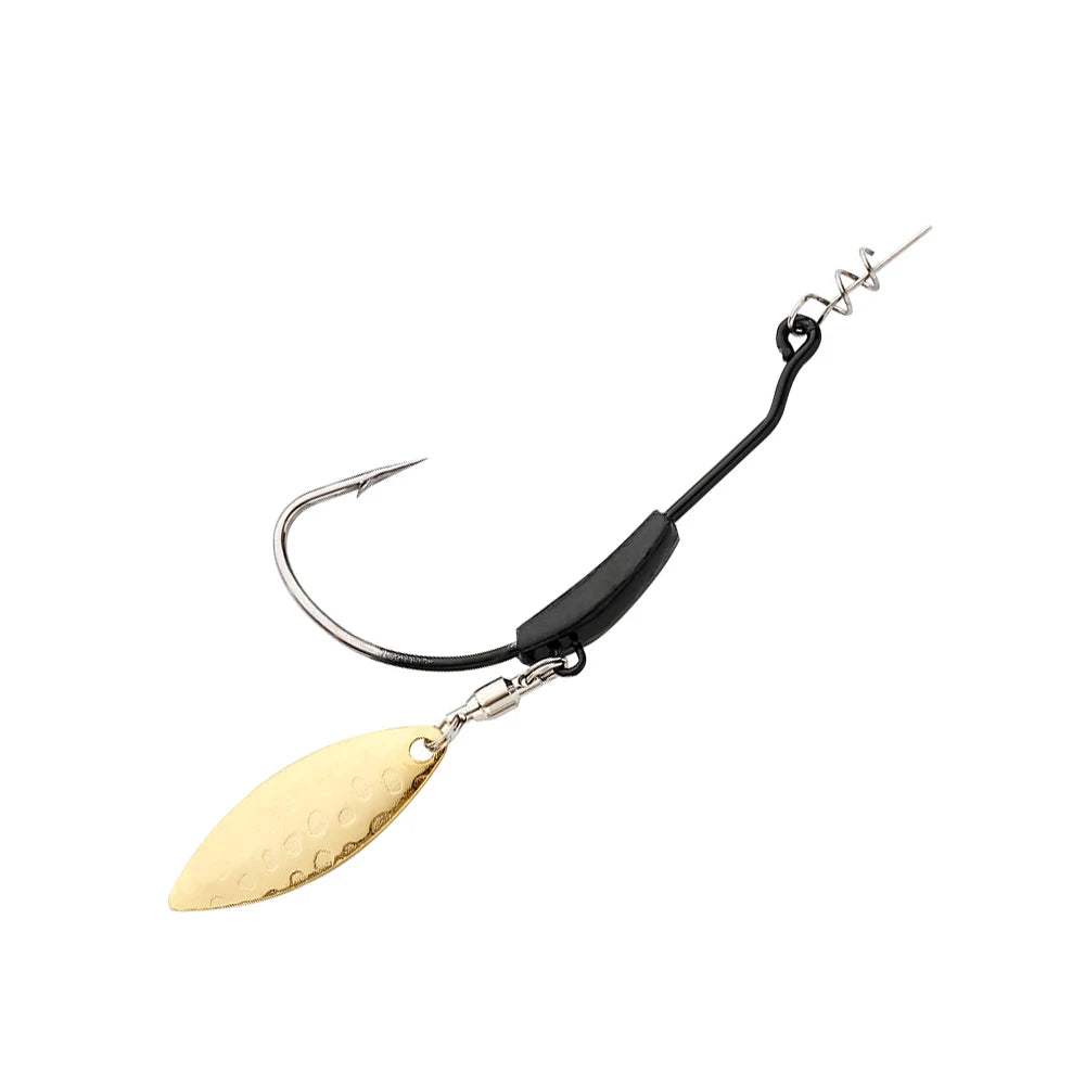4PCS Crank Hook Weighted Fishing Lures – Twist Lock Barbed Offset Hooks