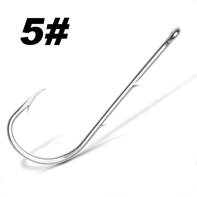 50PCS Long Shank Fishing Hooks – Double Bait Keeper Barbs High Carbon Steel Fishhooks