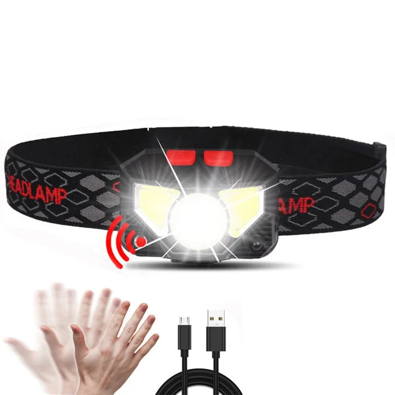 8-Mode Motion Sensor Headlamp – USB Rechargeable & Waterproof