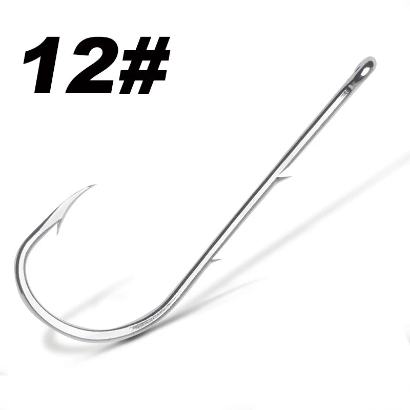 50PCS Long Shank Fishing Hooks – Double Bait Keeper Barbs High Carbon Steel Fishhooks