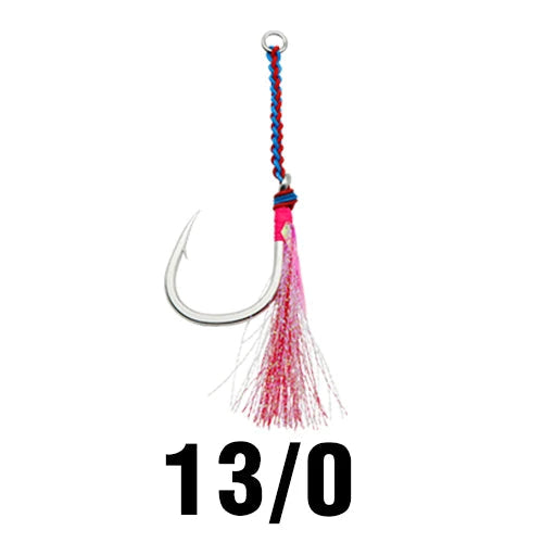 Fishing Super Heavy Duty Wire Single Assist Hooks - High Carbon 7x7 Stainless Steel Wire, 2PCS