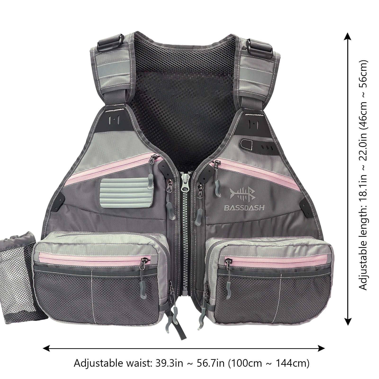 Adjustable Fly Fishing Vest with 18 Pockets & Bottle Holder