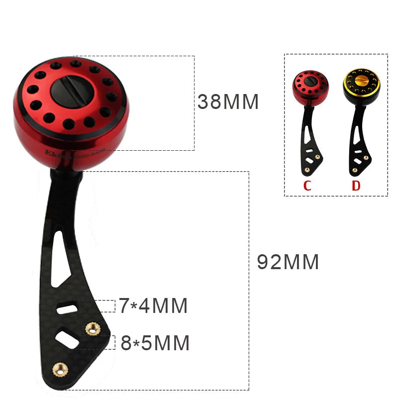 Carbon Fibre Reel Handle with Metal Knob – 9CM for Baitcasting Reels