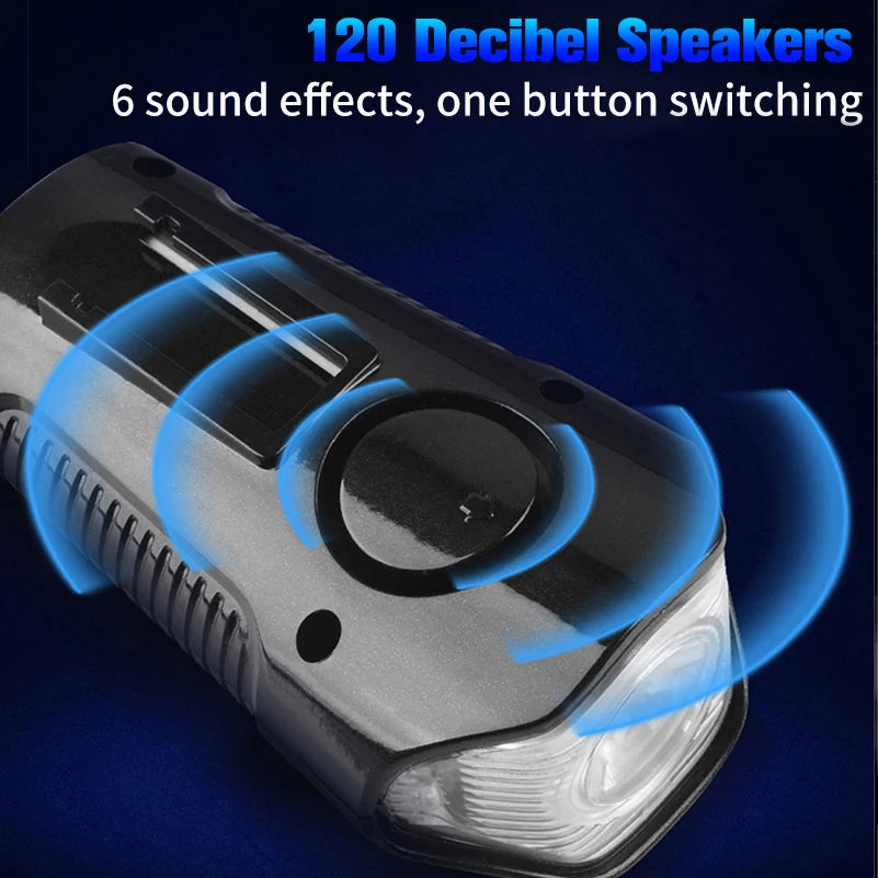 USB Rechargeable Bike Light with Horn and LCD Speed Display