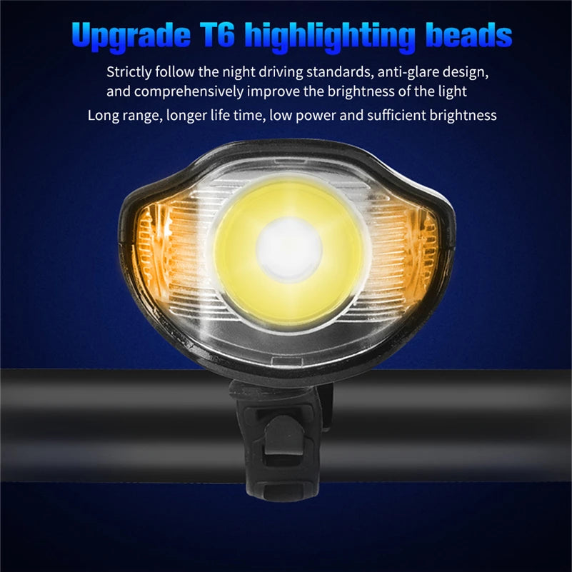USB Rechargeable Bike Light with Horn and LCD Speed Display