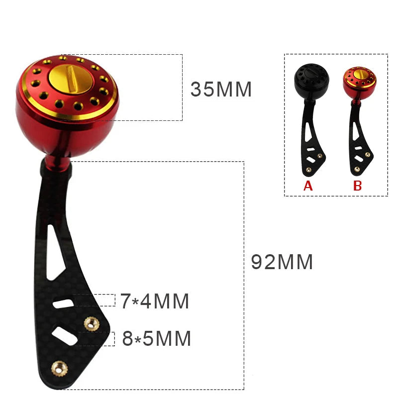 Carbon Fibre Reel Handle with Metal Knob – 9CM for Baitcasting Reels