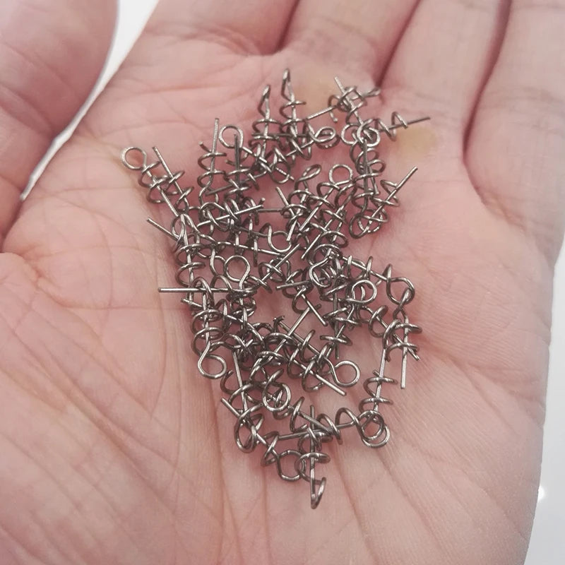50PCS Spring Lock Pins – Soft Bait Stainless Hook Connectors