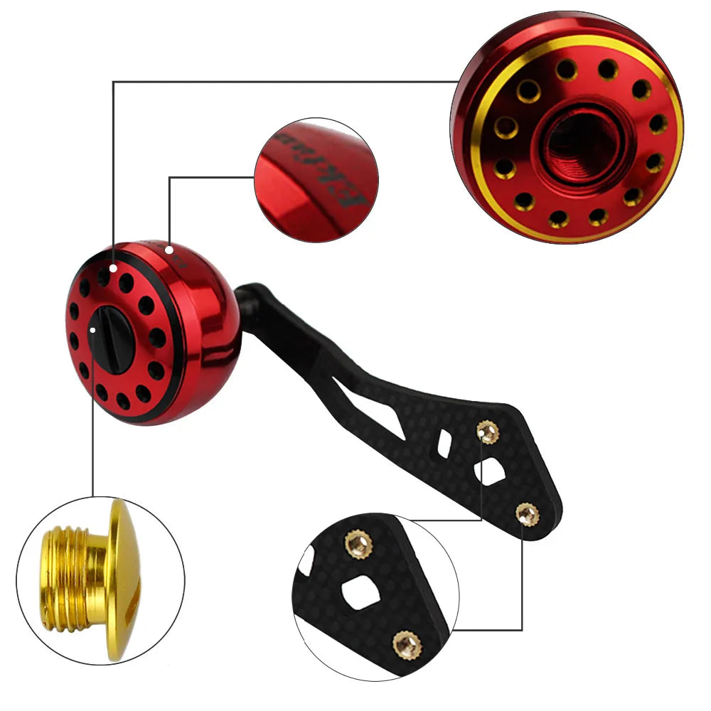 Carbon Fibre Reel Handle with Metal Knob – 9CM for Baitcasting Reels