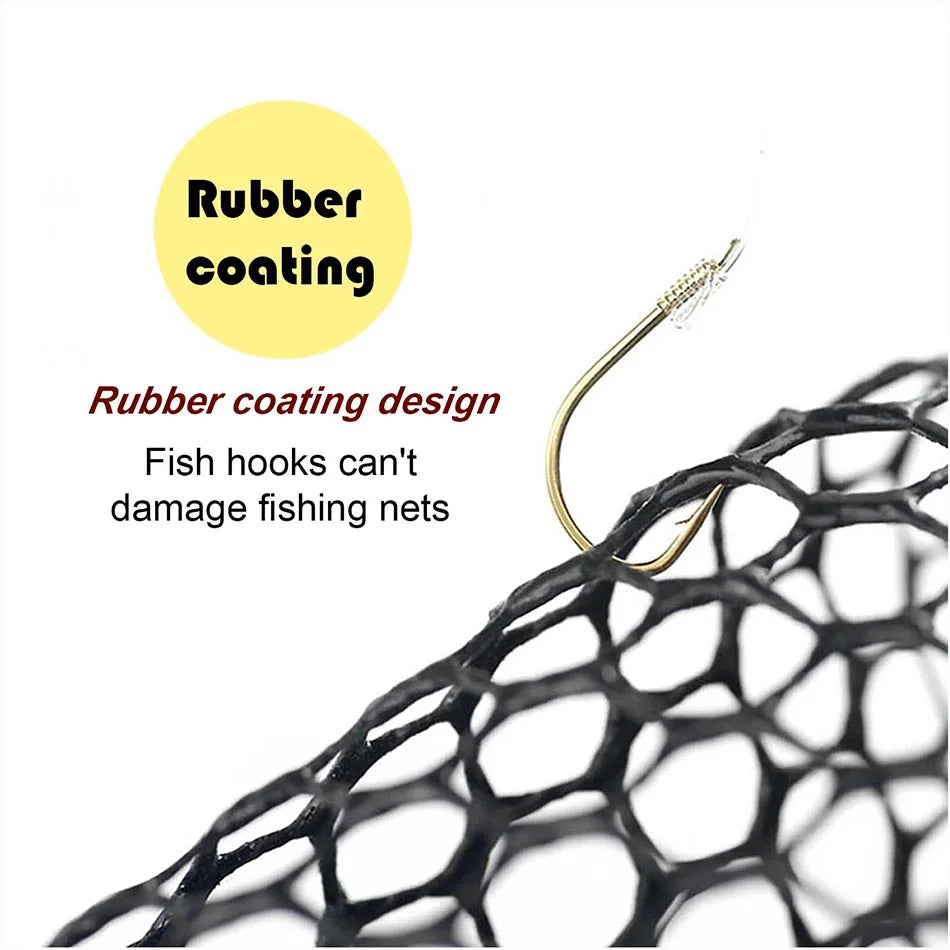 Collapsible Rubberized Landing Net – 4-Section Folding Design