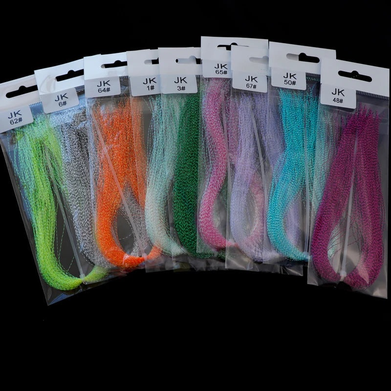 JK Glow UV Holographic Tinsel – Twisted Flashabou for Jig Hook Assist & Lure Making