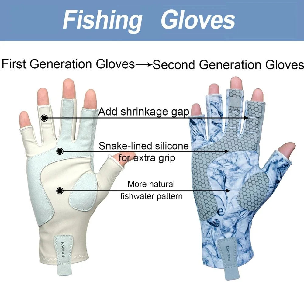 Riverruns Fingerless Fishing Gloves – UPF 50+ Sun Protection for Fishing, Cycling, Kayaking & Hiking
