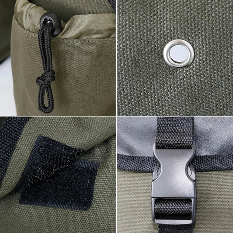 Canvas Bicycle Saddle Bag with Leather Trim, 30–40L Capacity