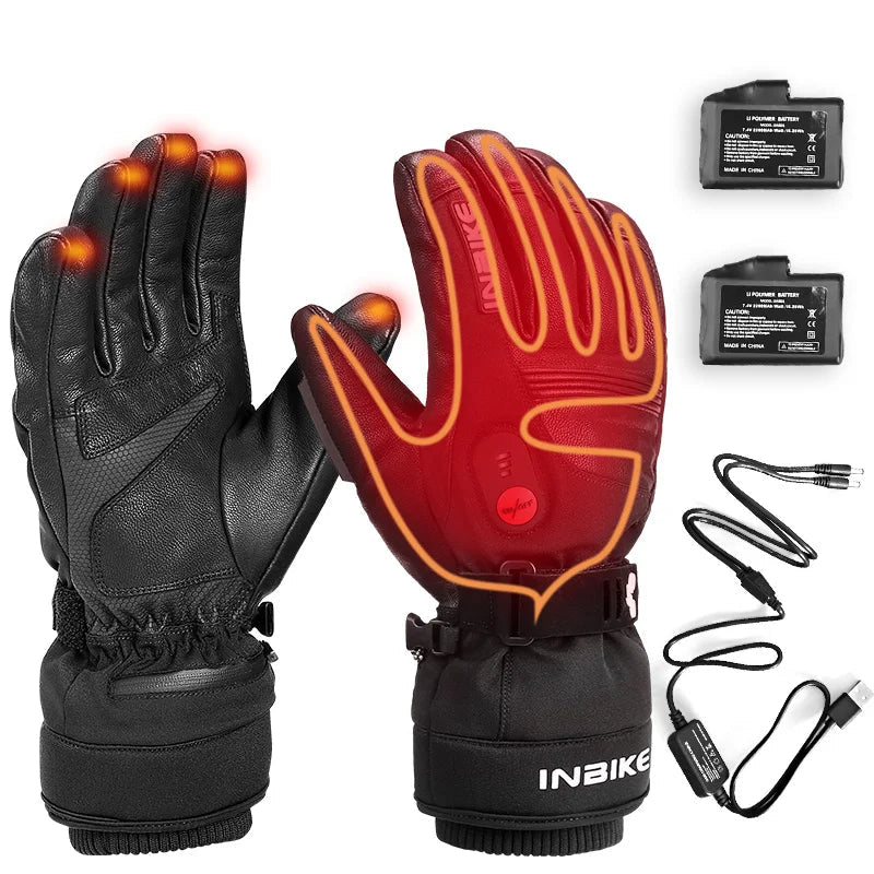 Heated Winter Motorcycle Gloves USB Rechargeable Waterproof