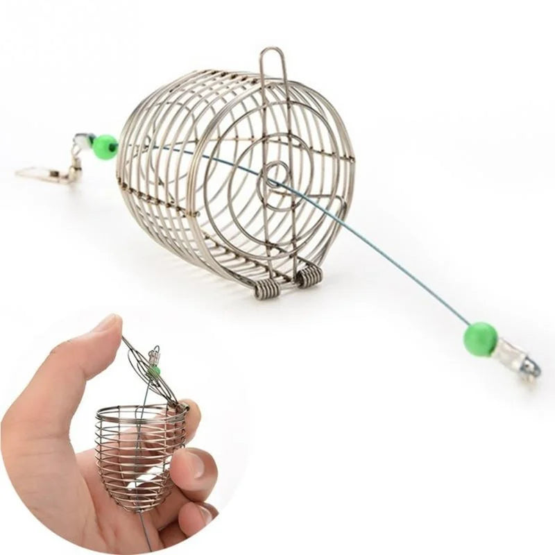 Stainless Steel Fishing Bait Cage – Durable Feeder Basket for Rivers & Lakes