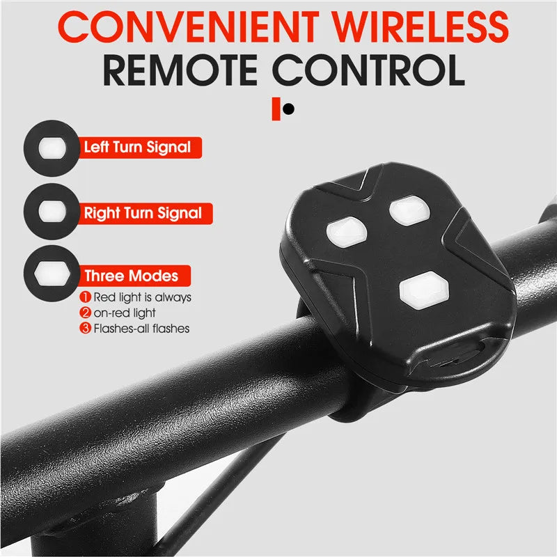 Bike Turn Signal Rear Light with Remote and USB Rechargeable Horn