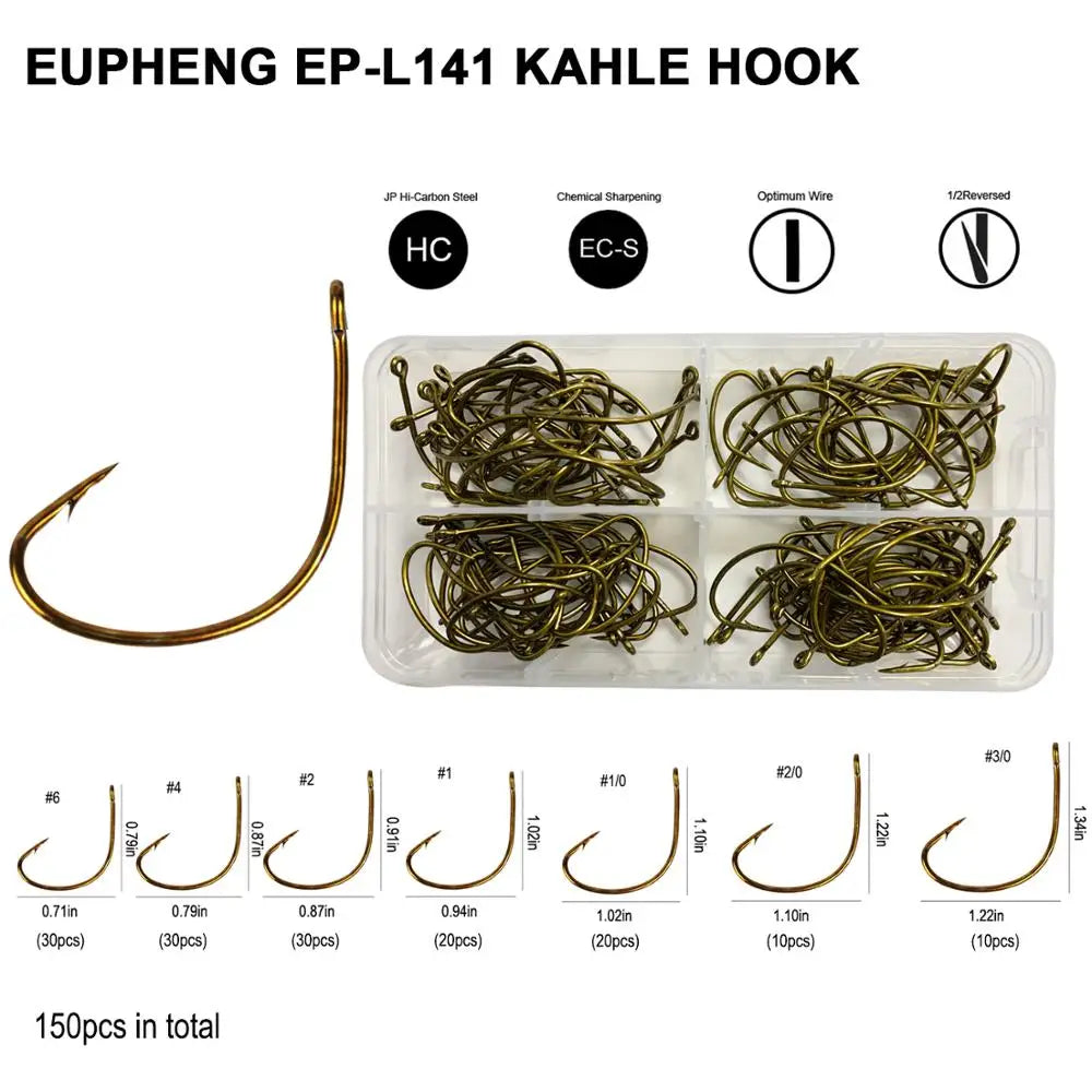 100PCS Offset Wide Gap Bronze Kahle Fishing Hooks – Sports Live Bait Worm Hook Kit