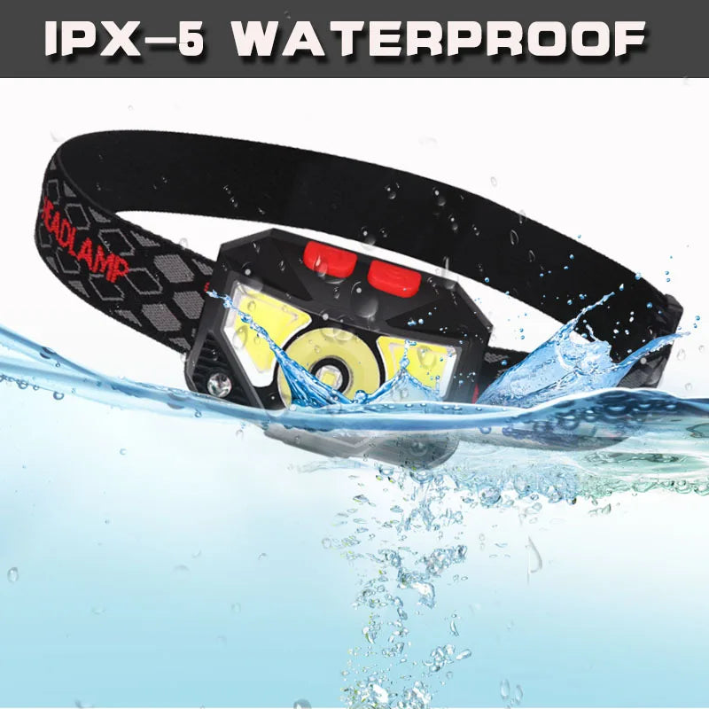 8-Mode Motion Sensor Headlamp – USB Rechargeable & Waterproof