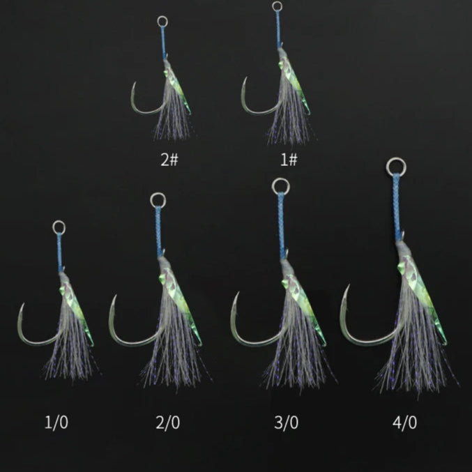 Shore Jigging Assist Hooks with Glow Fibres – 3PCS