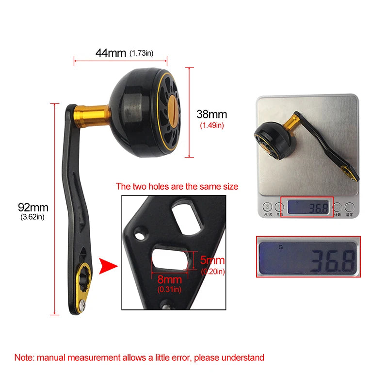 92MM Aluminium Reel Handle – 8x5mm Double-Hole for Baitcasting Reels