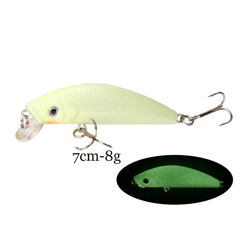 Luminous Crankbait Minnow Bait with 3D Eyes for Freshwater & Saltwater