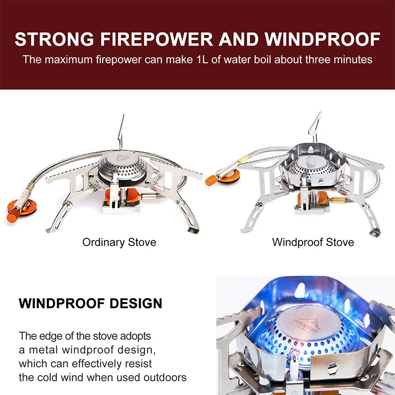 WIDESEA Windproof Camping Gas Burner – Portable Outdoor Stove with Strong Fire for Hiking & Survival