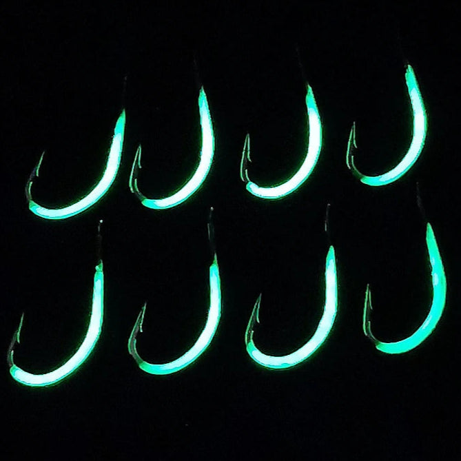 Luminous High Carbon Steel Barbed Fishing Hooks – Noctilucent Hooks for Night Fishing