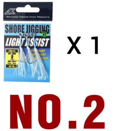 Shore Jigging Assist Hooks with Glow Fibres – 3PCS