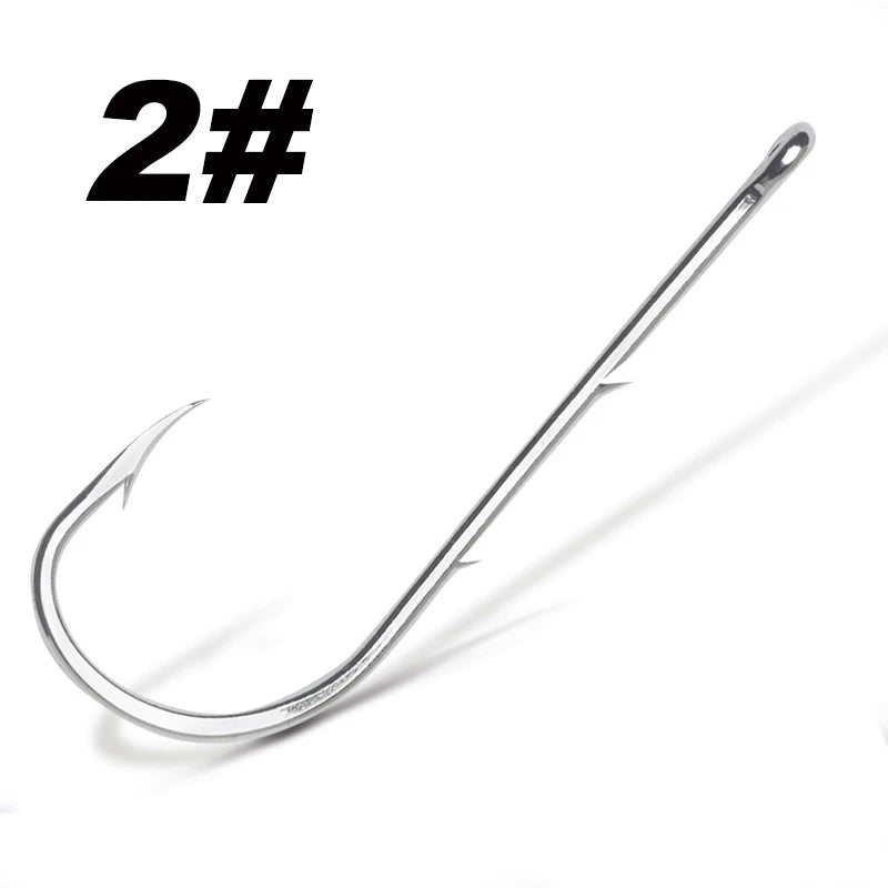 50PCS Long Shank Fishing Hooks – Double Bait Keeper Barbs High Carbon Steel Fishhooks