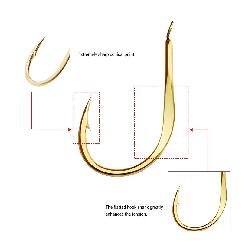 JK Extra Sharp Golden Flat Chinu Hooks – High-Quality Iseama Fishing Hooks