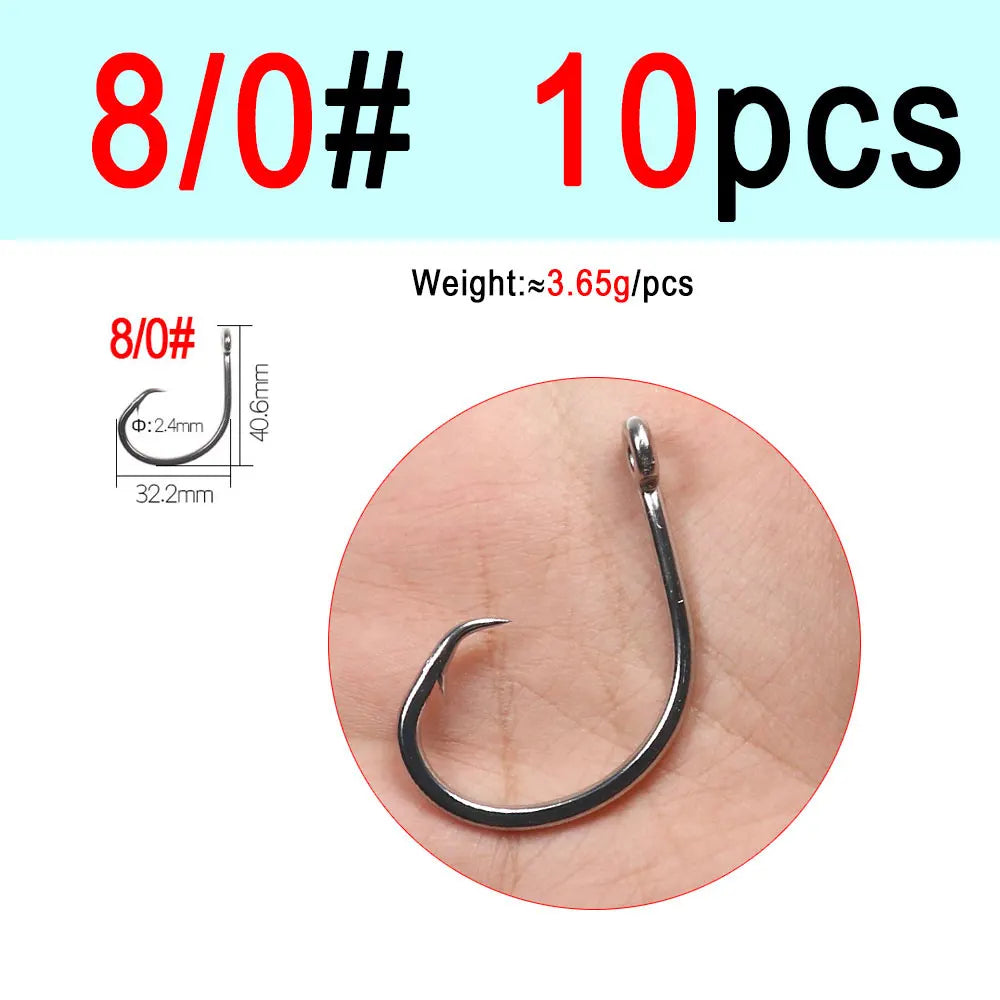 ICERIO Stainless Steel Saltwater Circle Hooks 6/0–16/0 for Tuna, Shark & Sea Trout