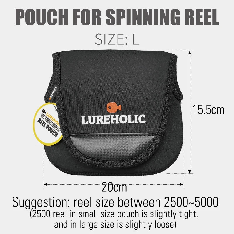 LUREHOLIC Thick Neoprene Reel Pouch – Protective Fishing Reel Case for Spinning & Casting Reels