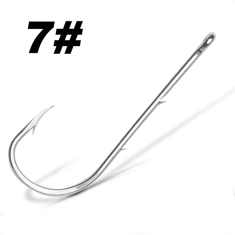 50PCS Long Shank Fishing Hooks – Double Bait Keeper Barbs High Carbon Steel Fishhooks