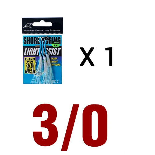 Shore Jigging Assist Hooks with Glow Fibres – 3PCS