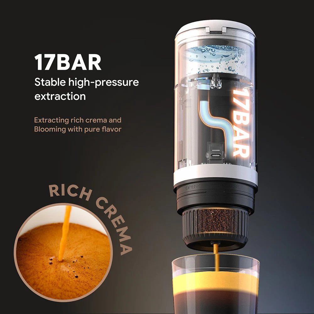 2-in-1 Portable Espresso Coffee Machine – Uses Ground Coffee & Capsules