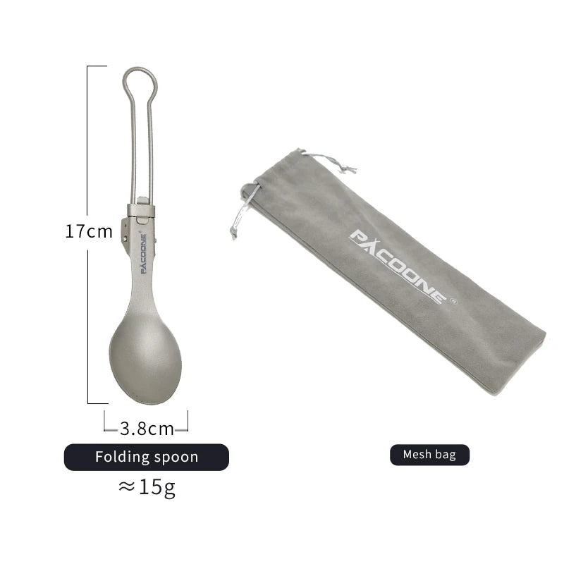 PACOONE Ultralight Titanium Spork – Folding Camping Spoon & Fork for Hiking & Travel