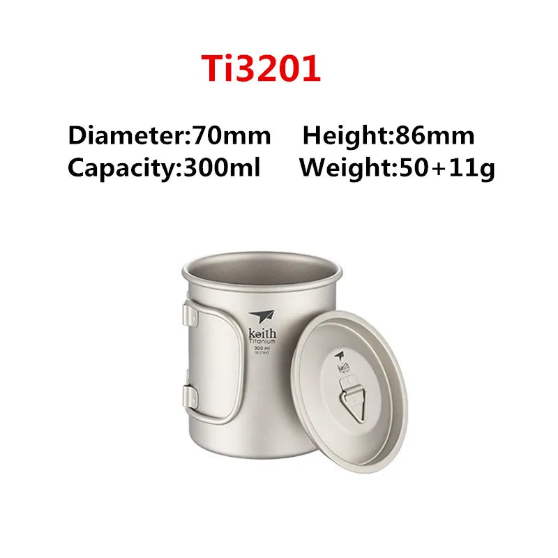 Titanium Folding Handle Mug – Lightweight Single Wall Cup for Outdoor Camping & Hiking