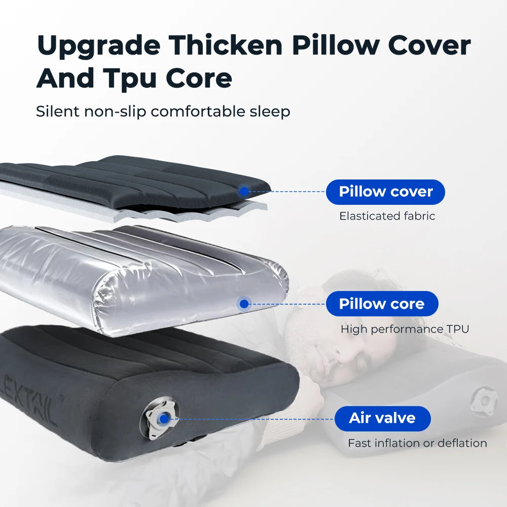 FLEXTAIL Zero Pillow SE – Inflatable Camping Pillow, Ergonomic, Lightweight & Washable