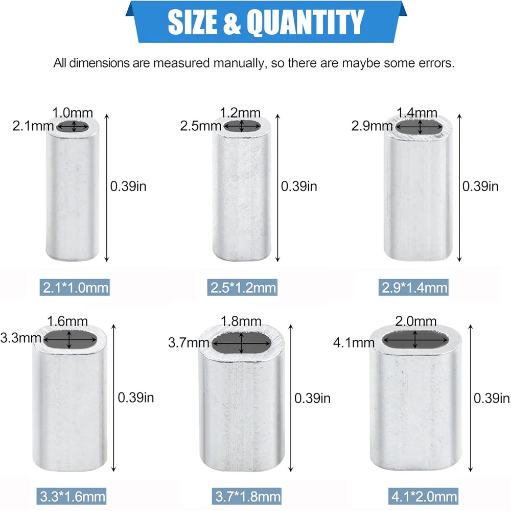 200PCS Aluminium Crimp Sleeves for Rigging Leaders & Line Loops