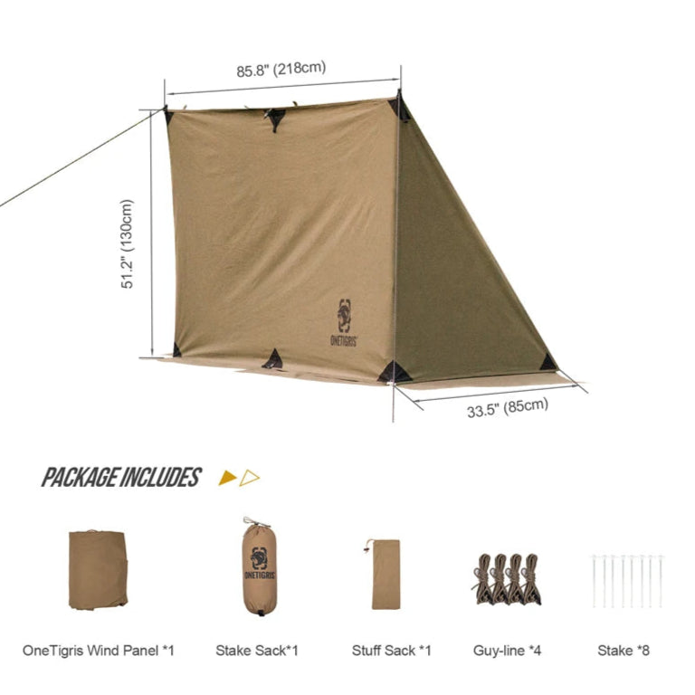 ONETIGRIS Bullbat T/C Wind Tarp – Heavy Duty Fire-Retardant Camping Shelter for Outdoor Use