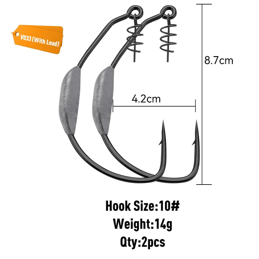 Spring Fishing Hooks – Carbon Steel Soft Bait Hooks with Spring Lock for Ocean Boat Fishing