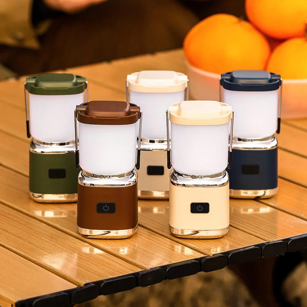 Retro Rechargeable Camping Lantern with Multi-Mode LED Lighting