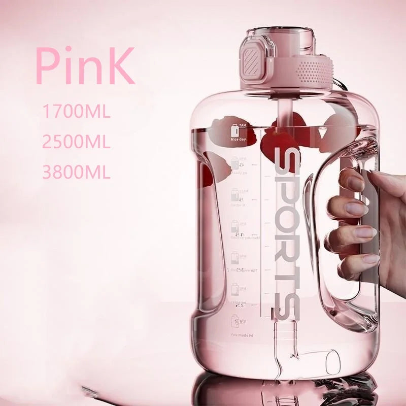 Large Capacity Fitness Cup - BPA Free Sports Water Bottle with Straw (1700ML/2500ML/3800ML)
