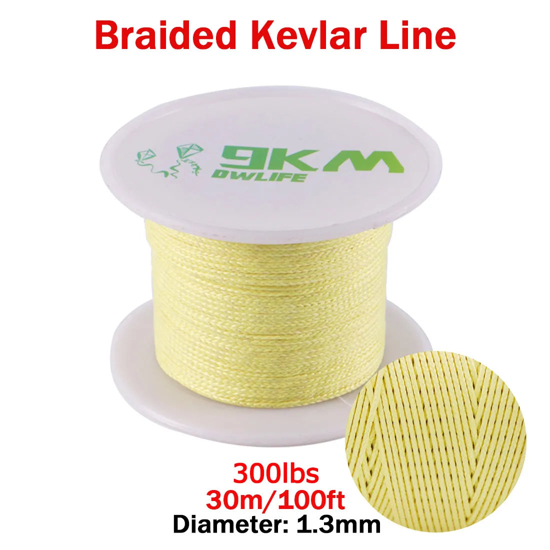 9KM DWLIFE Kevlar Braided Fishing Line – 0.8mm to 3.5mm Wear-Resistant Outdoor Assist Line