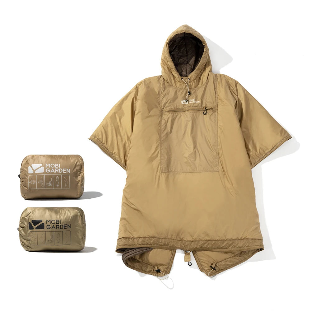 MOBI GARDEN Lightweight Camping Cape Sleeping Bag – Portable Outdoor Blanket for 3 Seasons