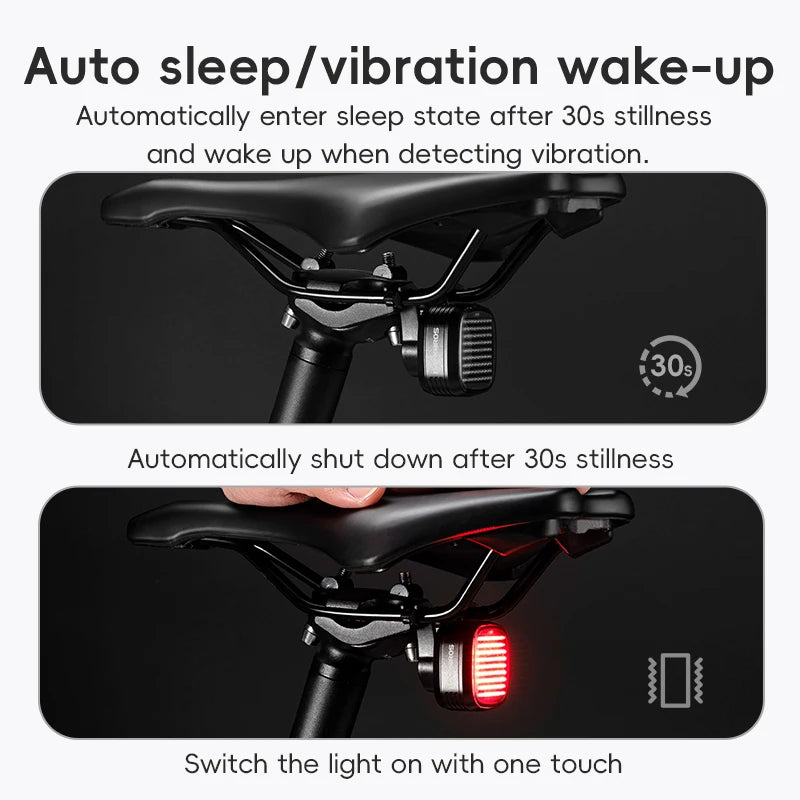 Smart Brake-Sensing USB Rear Bike Light with 12 Modes IPX6
