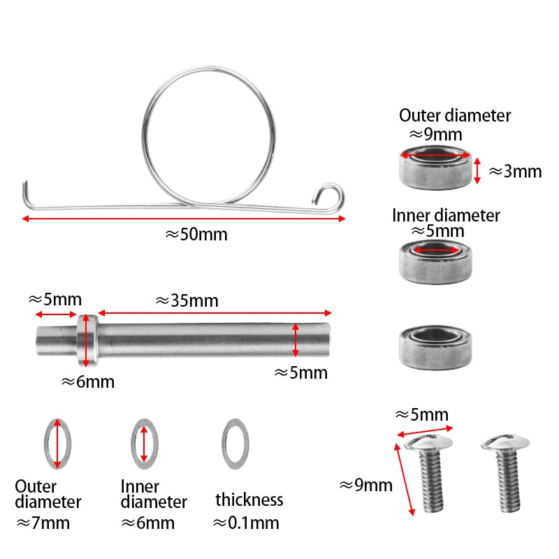 Fishing Handle Knob Tool Set – Stainless Steel Bearings & Washers for Reel Assembly