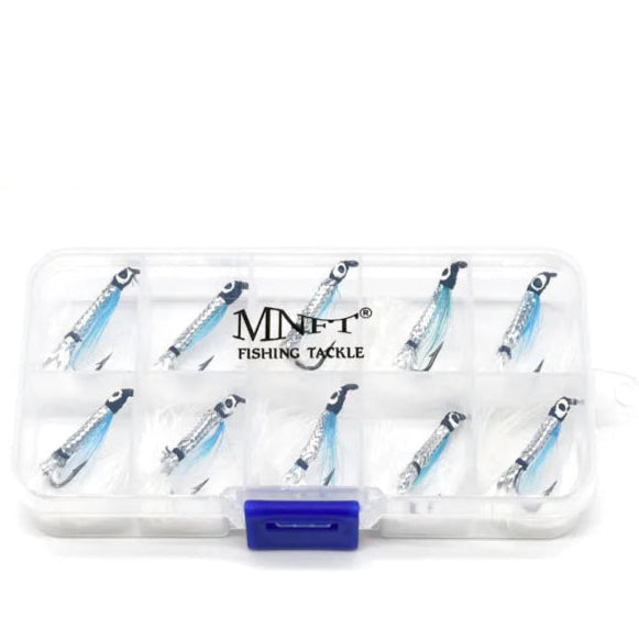 10PCS 4# White Tail Silver Body Streamer Bait Fishing Artificial Lure
